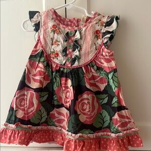 Matilda Jane Floral Pink and Green Ruffle Dress